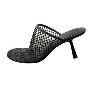 Studio Amelia Dolly Diamante Mesh Mule Stiletto Heels Statement Rhinestone Sz 8
